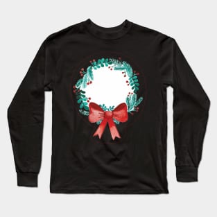 Wreath with bow watercolor Long Sleeve T-Shirt